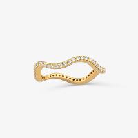 Anel Onda Cravejado em Prata 925 com Banho De Ouro Amarelo 18K - 1