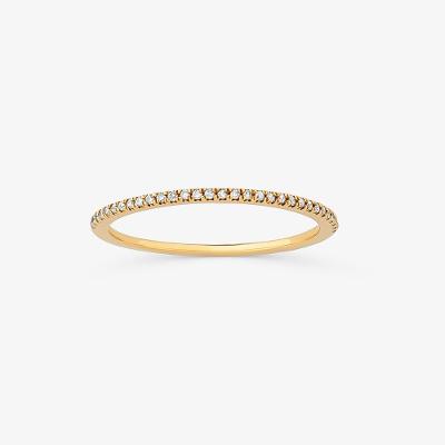 Anel Meia Aliança com Diamantes em Ouro Amarelo 18k