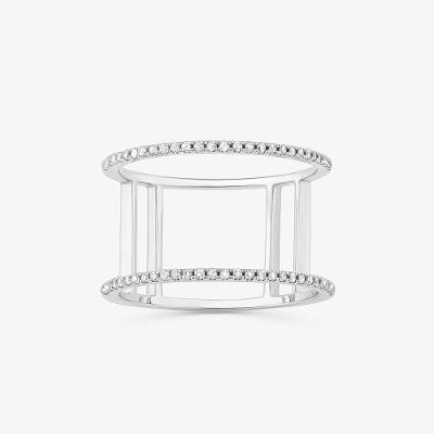 Anel Duplo com Diamantes em Ouro Branco 18k
