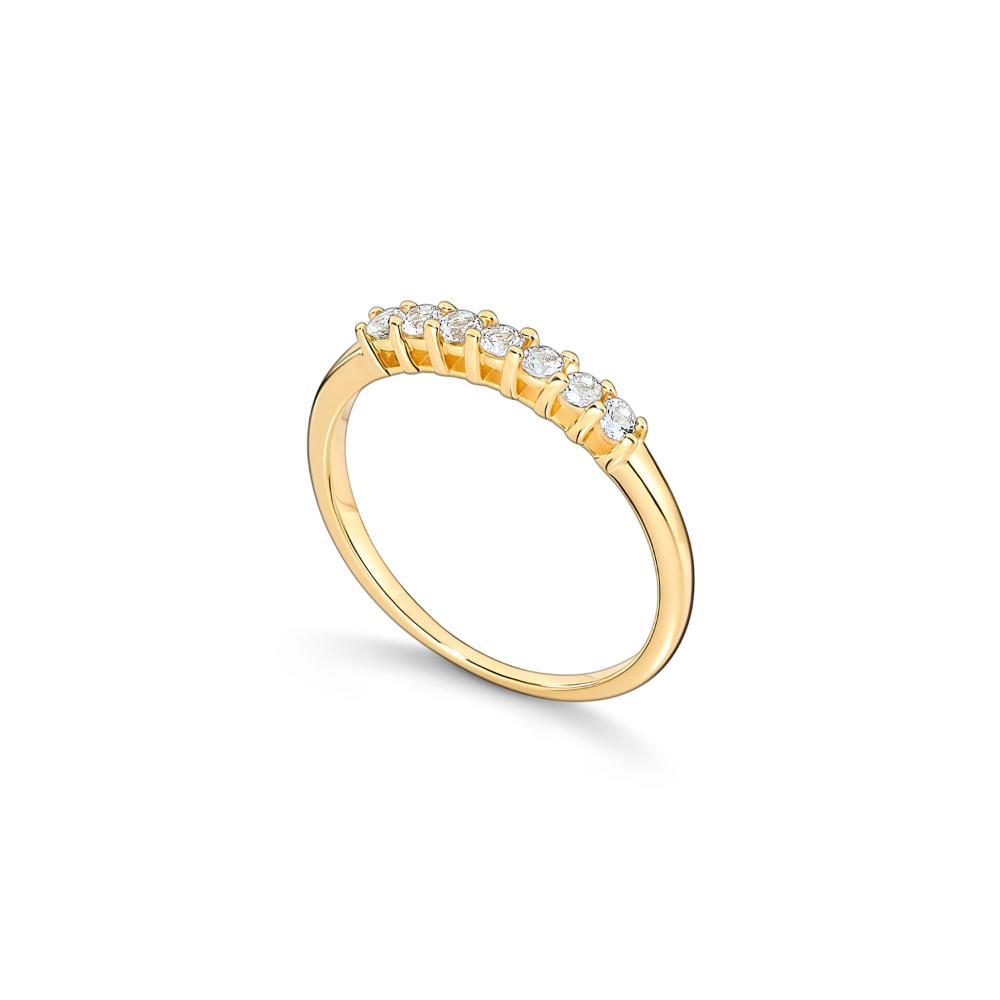 Anel Meia Aliança com Topázio em Prata 925 com Banho de Ouro Amarelo 18k - 2