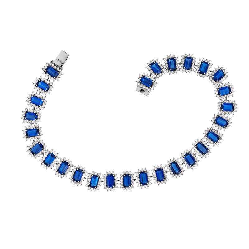 Pulseira com Topázio London e Diamantes em Ouro Branco 18k - 1