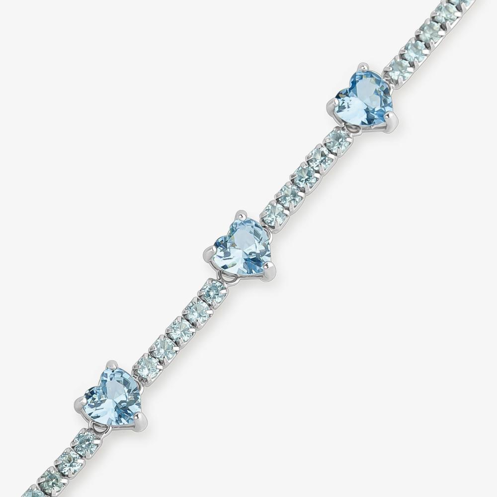 Pulseira Corações Cravejada em Prata 925 - 2