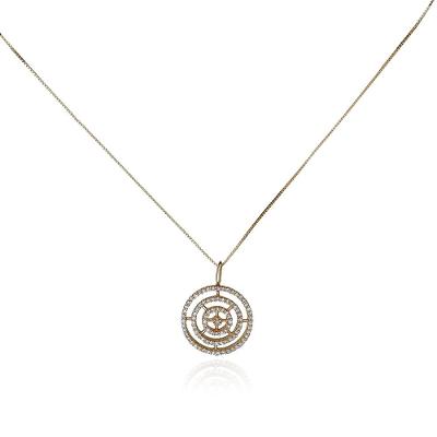 Pingente Círculos com Diamante em Ouro Amarelo 18k