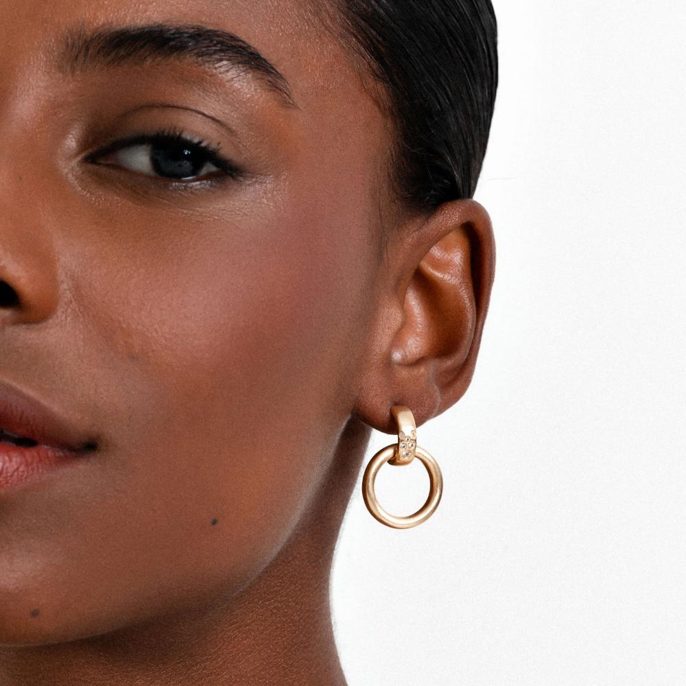 Brinco Maxi com Topázio  com  Banho de Ouro Amarelo 18k - 2