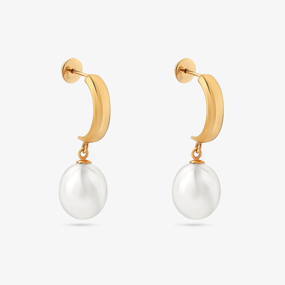 Brinco Argola com Pérola em Ouro Amarelo 18k - 2