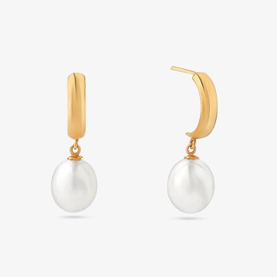 Brinco Argola com Pérola em Ouro Amarelo 18k