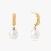 Brinco Argola com Pérola em Ouro Amarelo 18k - 1