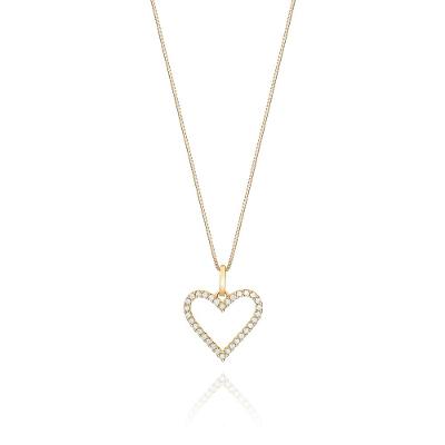 Pingente de Coração com Diamantes em Ouro Amarelo 18k