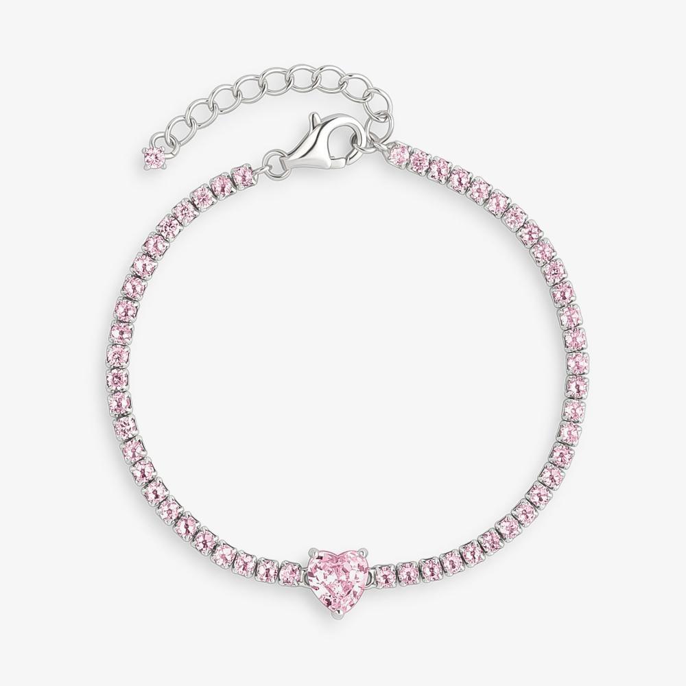 Pulseira Coração Cravejada em Prata 925 - 1