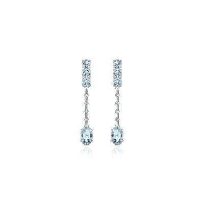Brinco Maxi Articulado com Água Marinha e Diamantes em Ouro Branco 18k