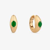 Brinco Argola com Quartzo Verde em Prata com Banho de Ouro Amarelo 18K - 1