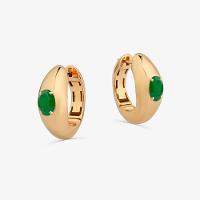 Brinco Argola com Quartzo Verde em Prata com Banho de Ouro Amarelo 18K - 3