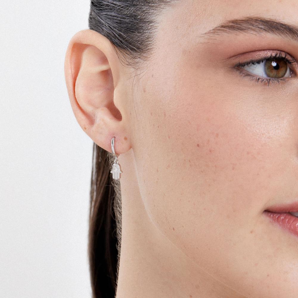 Argola Cravejada em Prata 925 - 2