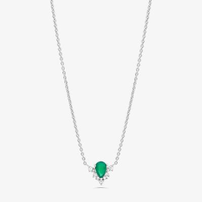 Colar com Ágata Verde e Topázio em Prata 925