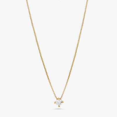 Colar Solitário com 30 Pontos de Diamantes em Ouro Amarelo 18k