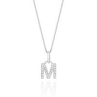 Pingente Letra M com Diamante em Ouro Branco 18k - 1