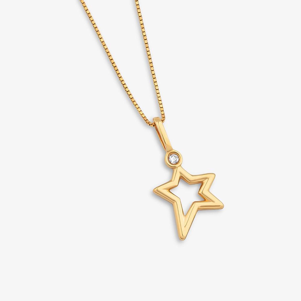 Pingente Estrela com Diamante em Ouro Amarelo 18k - 2