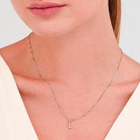 Pingente Letra L com Diamante em Ouro Branco 18k - 2