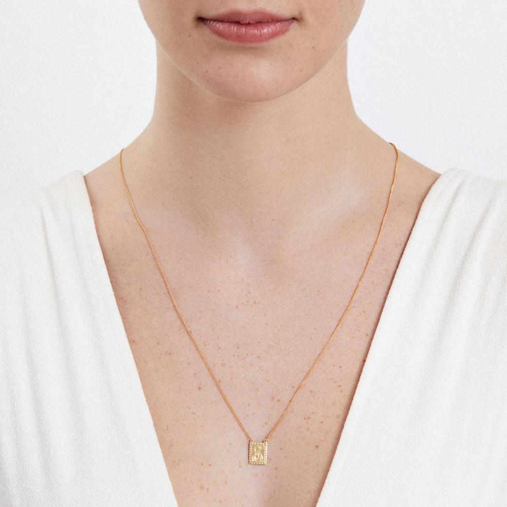 Colar Escapulário N Senhora Carmo/Sagrado Coração Jesus em Prata 925 com Banho de Ouro Amarelo 18k - 2