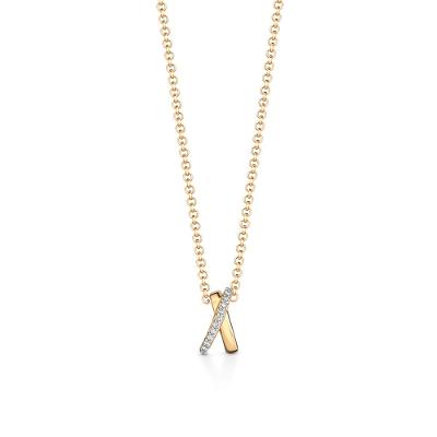 Pingente Entrelaçado  com Diamantes em Ouro Amarelo 18k