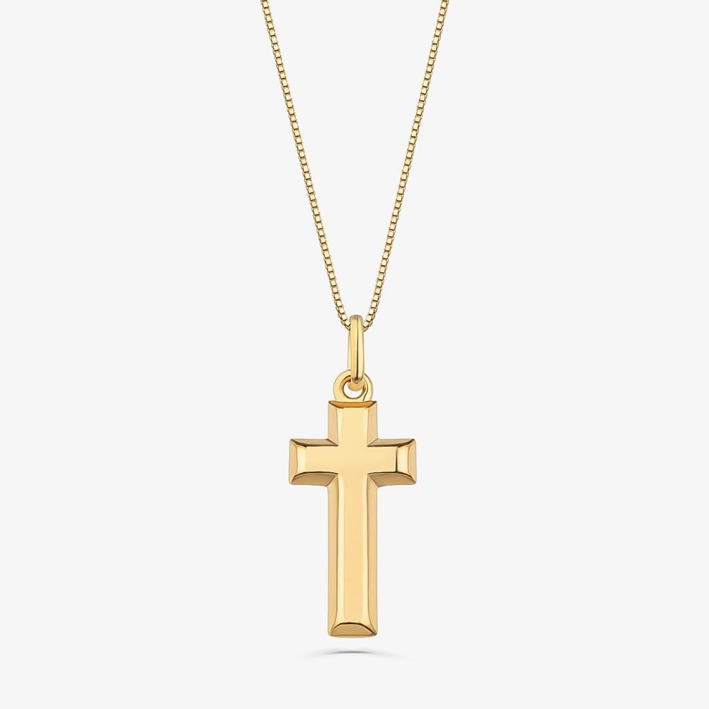 Pingente Crucifixo em Prata 925 com banho de Ouro Amarelo 18k - 1