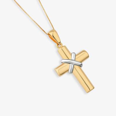 Pingente Crucifixo em Prata 925 com banho de Ouro Amarelo 18k