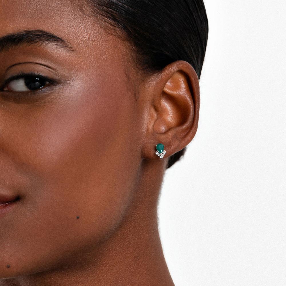 Brinco com Ágata Verde e Topázio em Prata 925 - 2