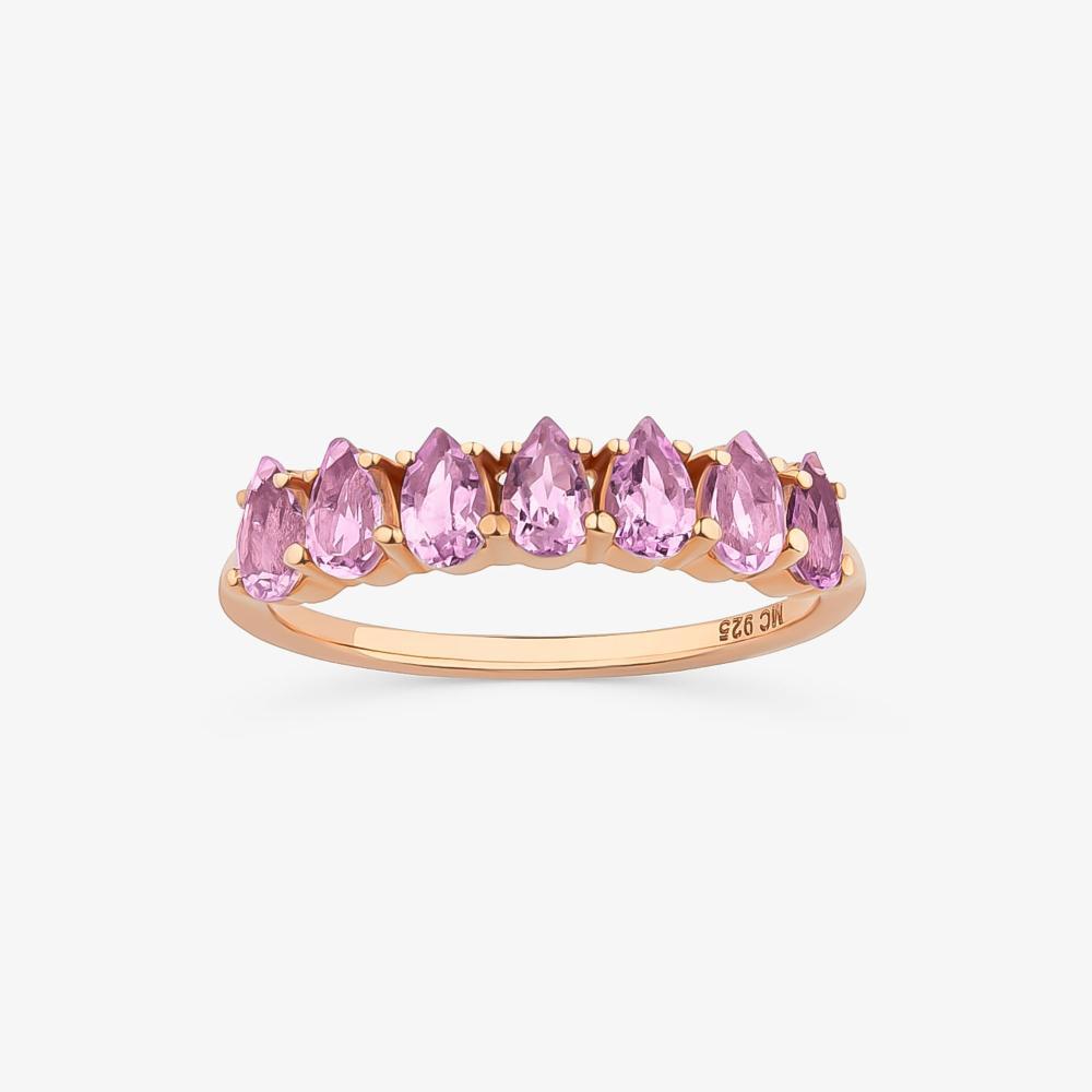 Anel Aparador com Rose de France e Iolita em Prata 925 com Banho de Ouro Rosé 18k - 1