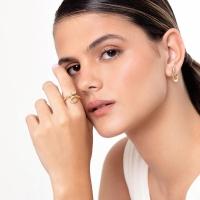 Anel Duplo Serpente com Topázio em Prata 925 com Banho de Ouro Amarelo 18K - 2