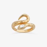 Anel Duplo Serpente com Topázio em Prata 925 com Banho de Ouro Amarelo 18K - 4