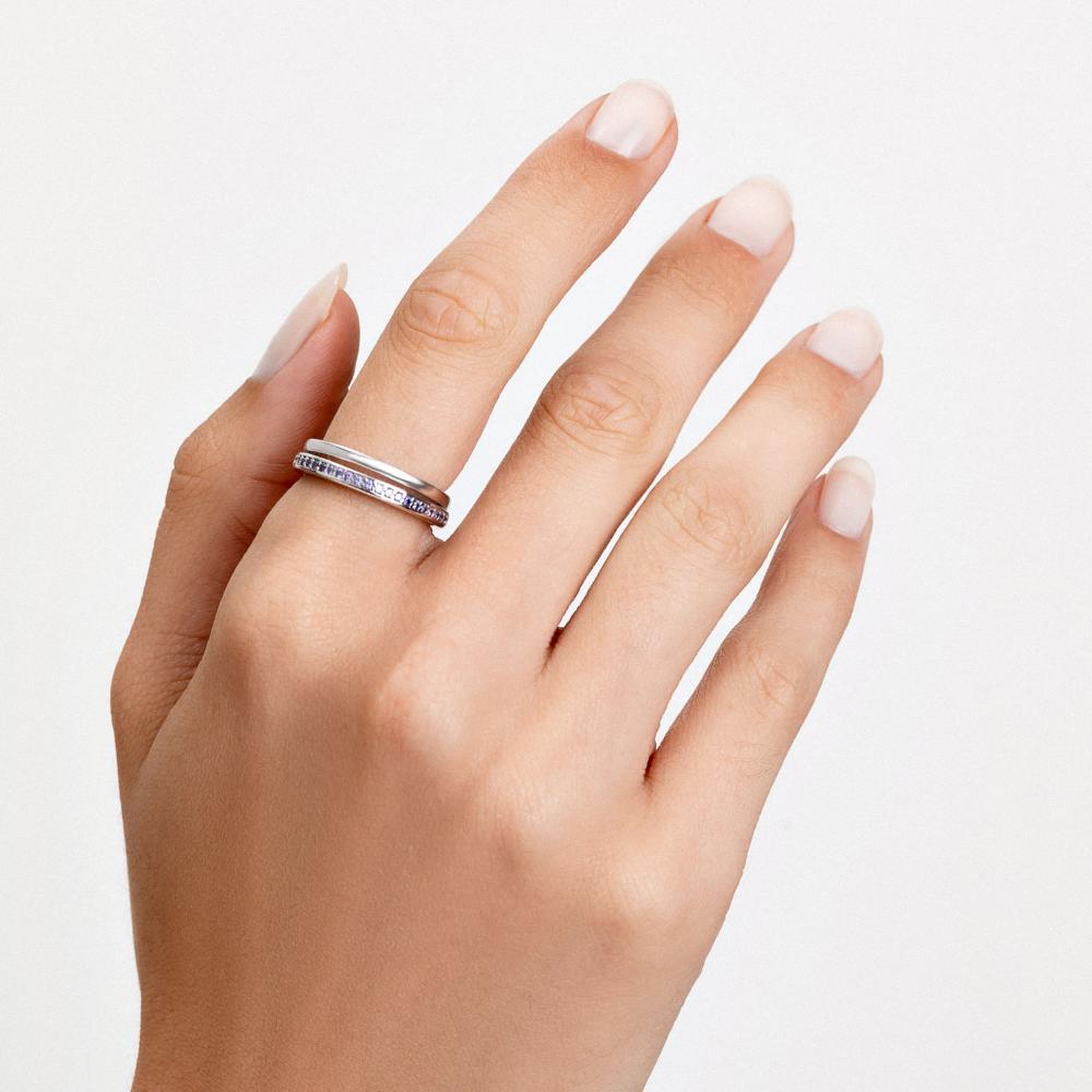 Anel Duplo Cravejado em Prata 925 - 2