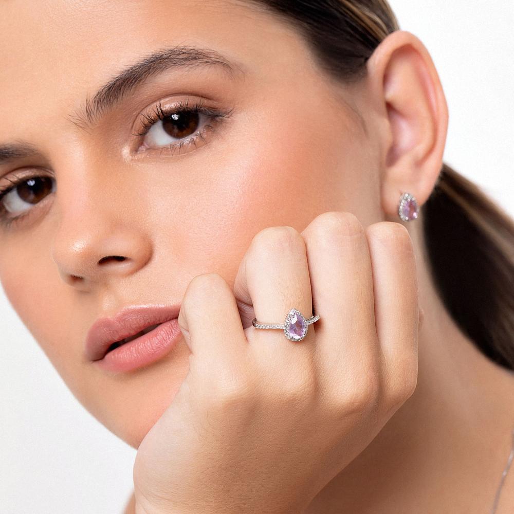 Anel Gota com Ametista e Topázio em Prata 925 - 2