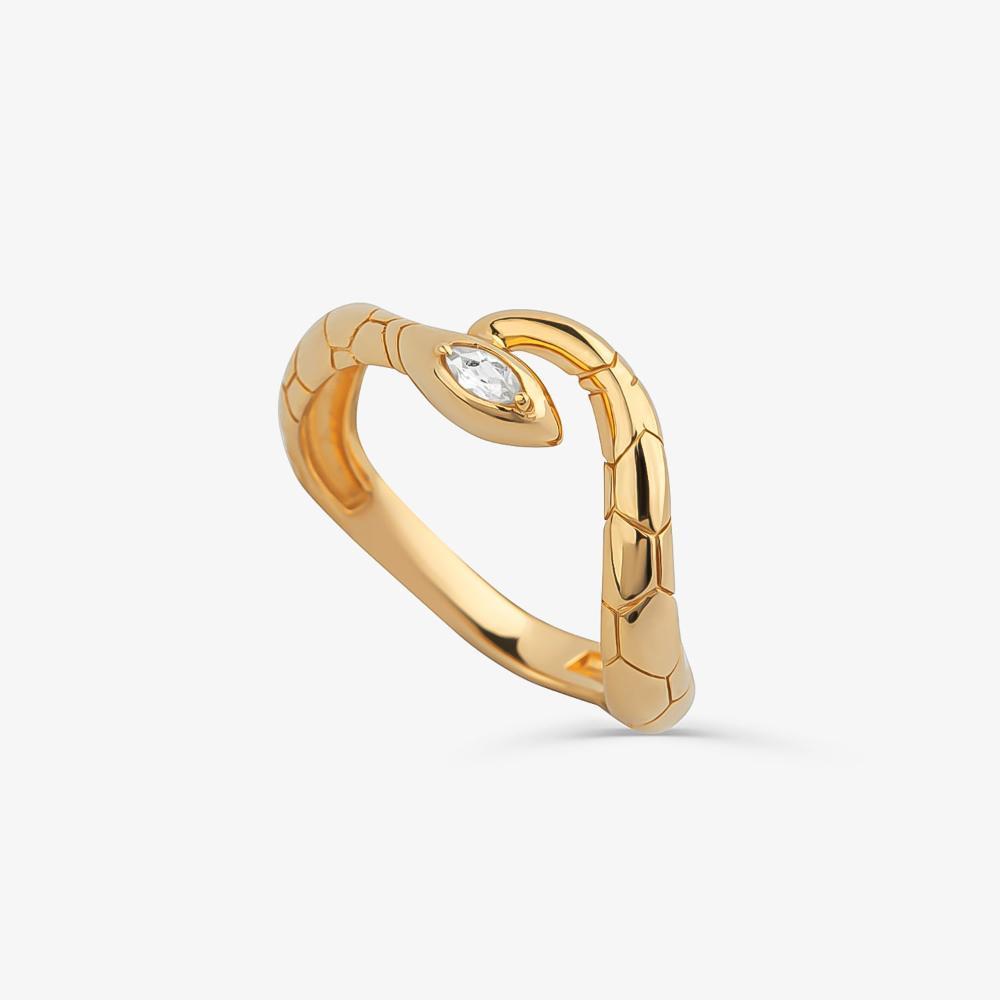Anel Serpente com Topázio em Prata 925 com Banho de Ouro Amarelo 18K - 3