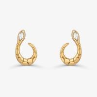 Brinco Argola Frontal Serpente com Topázio em Prata 925 com Banho de Ouro Amarelo 18K - 1