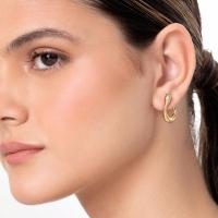 Brinco Argola Frontal Serpente com Topázio em Prata 925 com Banho de Ouro Amarelo 18K - 2