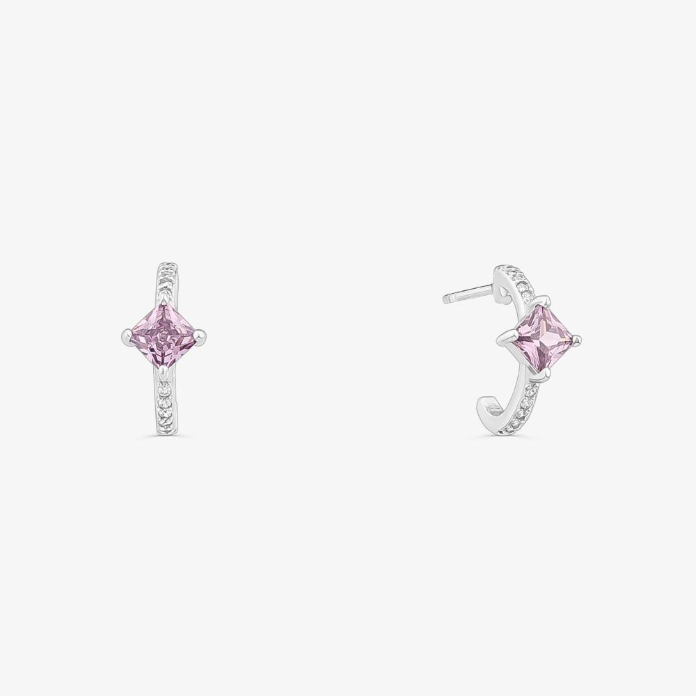 Argola Carré Cravejada em Prata 925 - 1