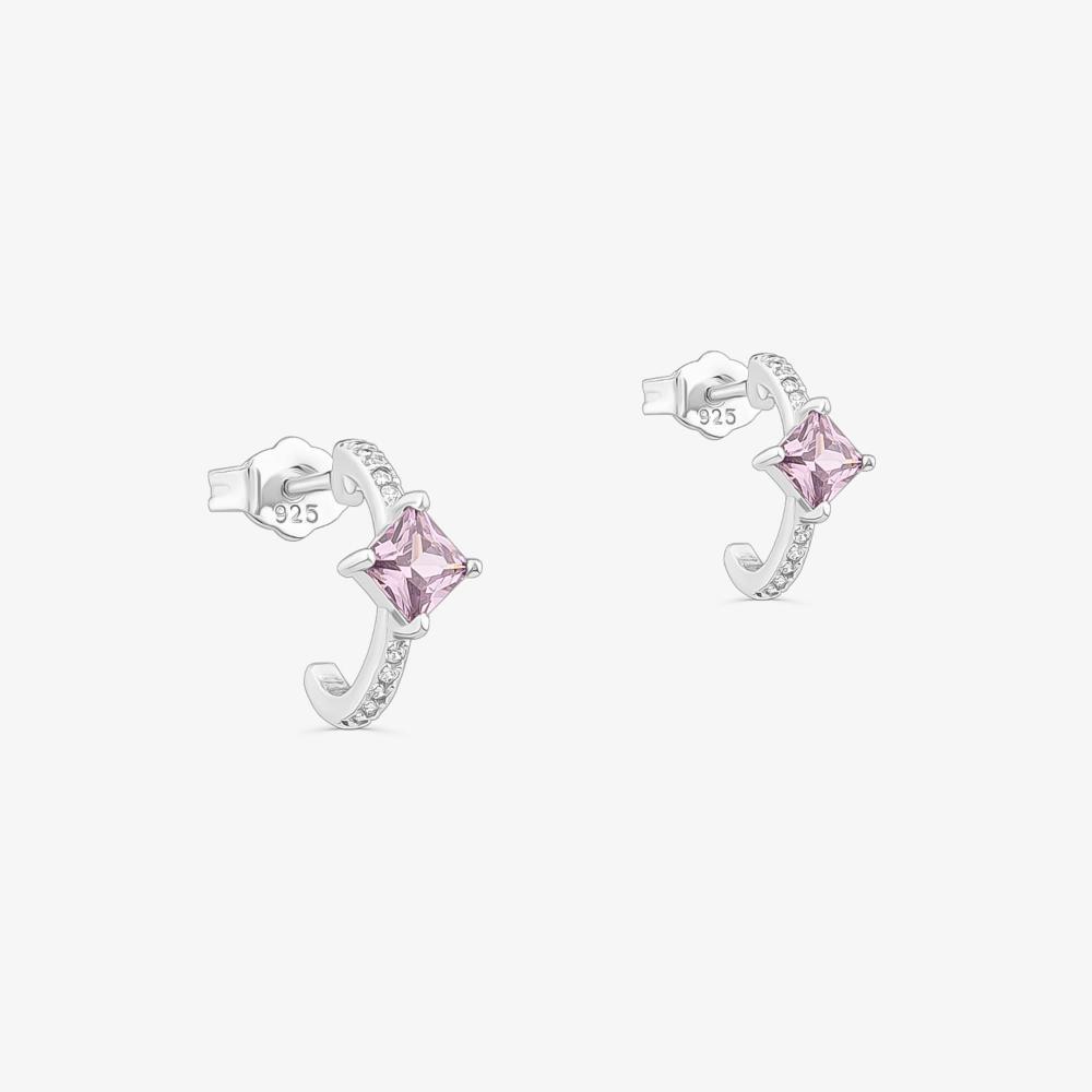 Argola Carré Cravejada em Prata 925 - 3