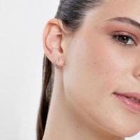 Argola Carré Cravejada em Prata 925 - 2