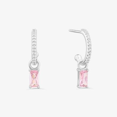 Argola Baguete Cravejada em Prata 925
