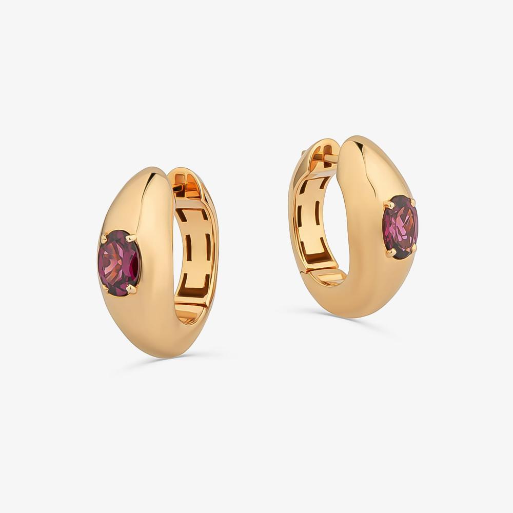 Brinco Argola com Rodolita em Prata com Banho de Ouro Amarelo 18K - 3