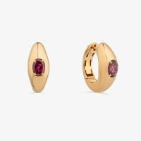 Brinco Argola com Rodolita em Prata com Banho de Ouro Amarelo 18K - 1