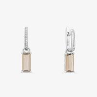 Brinco Argola com Quartzo Fumê e Safira em Prata 925 - 1