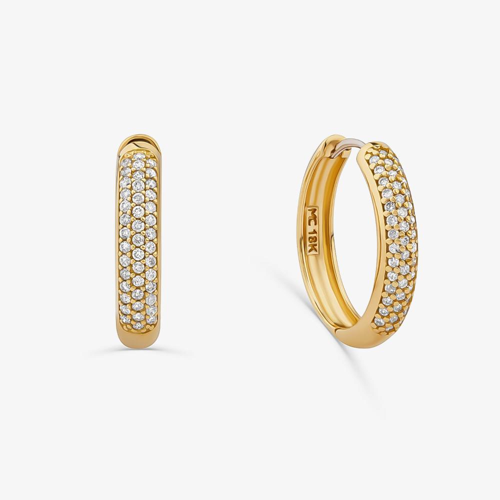 Brinco Argola com Diamante em Ouro Amarelo 18k - 1