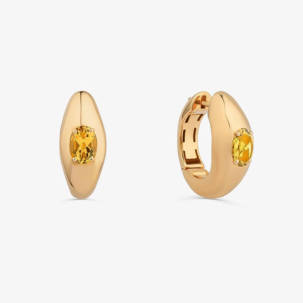 Brinco Argola com Citrino em Prata com Banho de Ouro Amarelo 18K - 1