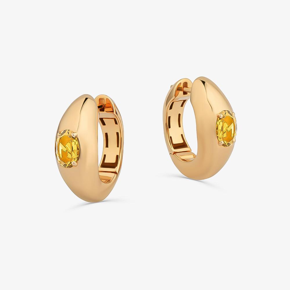 Brinco Argola com Citrino em Prata com Banho de Ouro Amarelo 18K - 3