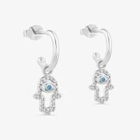 Argola Mão Hamsa Cravejada em Prata 925 - 3