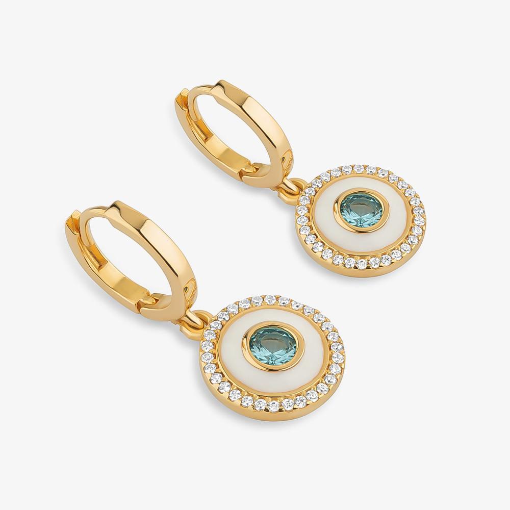 Argola Olho Grego Cravejada e Esmaltada em Prata 925 com Banho de Ouro Amarelo 18k - 3