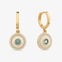 Argola Olho Grego Cravejada e Esmaltada em Prata 925 com Banho de Ouro Amarelo 18k - 1