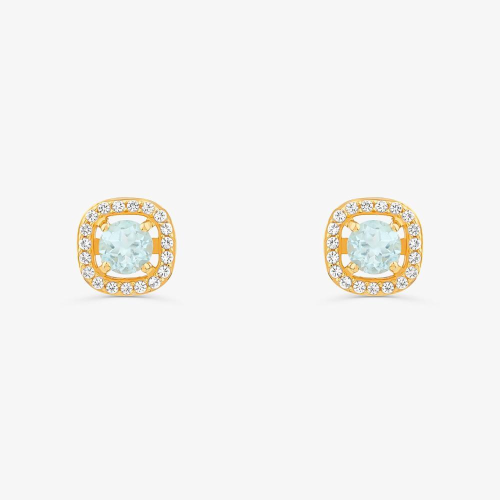 Brinco com Topázio Azul e Topázio em Prata 925 com Banho de Ouro Amarelo 18k - 1