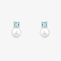 Brinco com Pérola e Topázio Azul em Prata 925 - 1